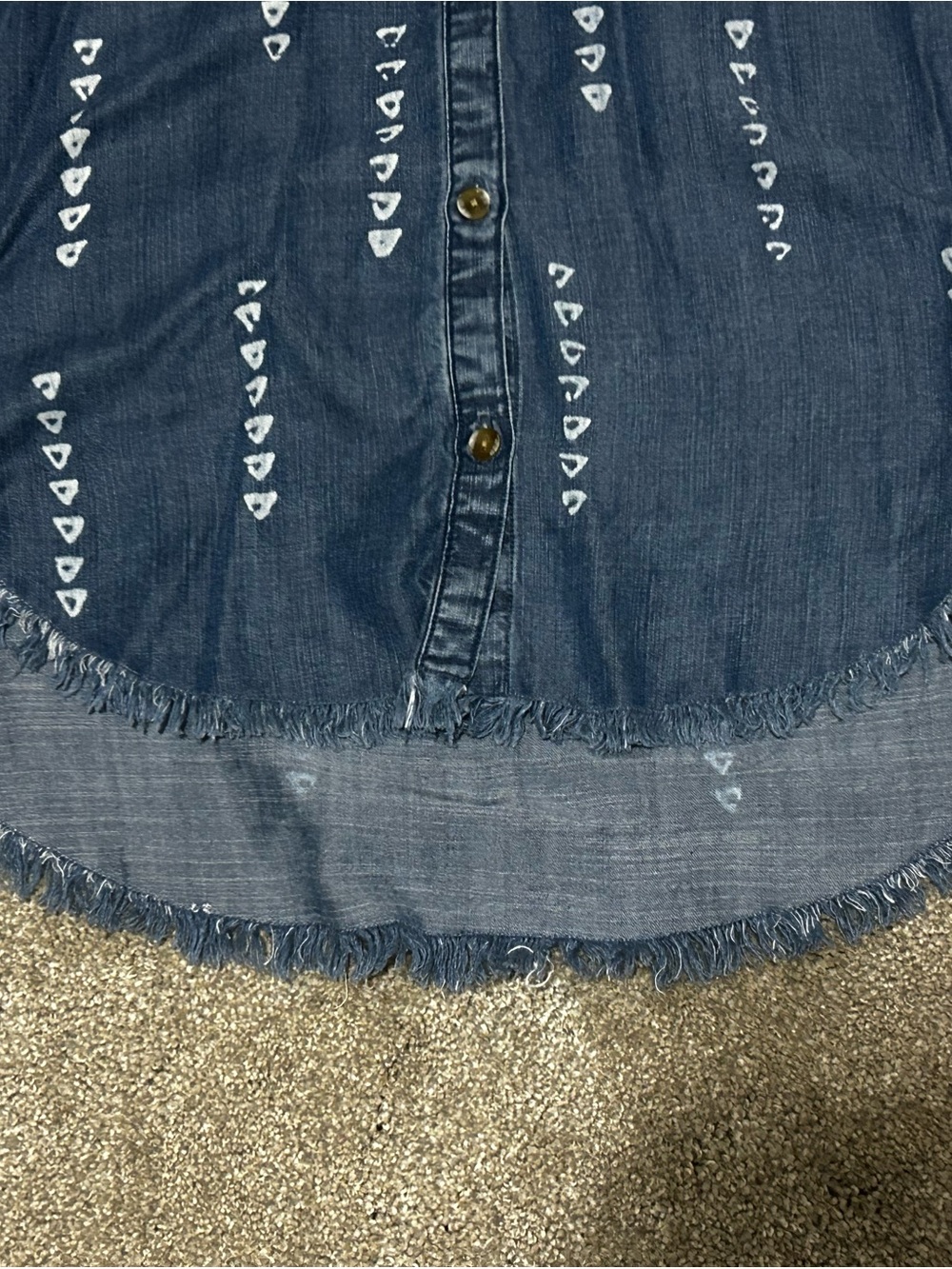 Cloth & Stone XS Tencel Chambray Shirt Dress Frayed Hem Boho Western - Picture 6 of 8